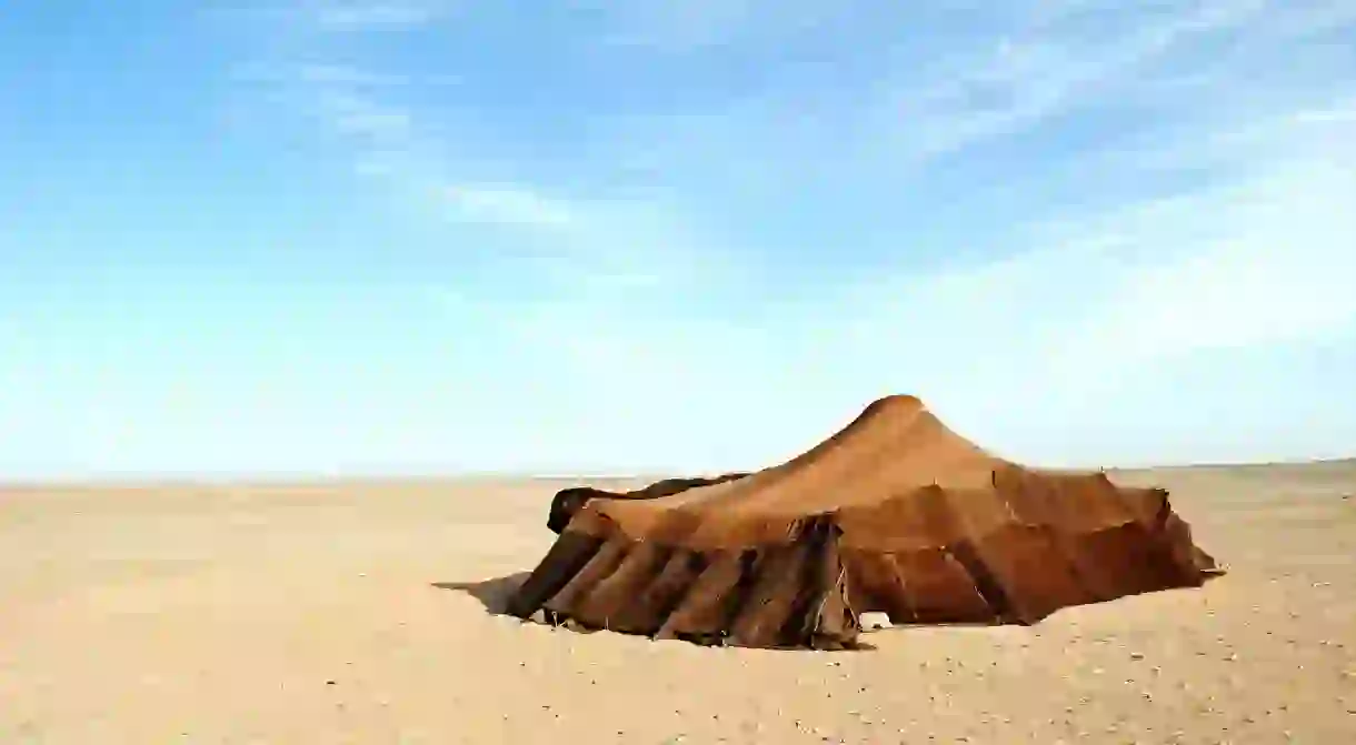 Traditional Berber tent in the Moroccan desert