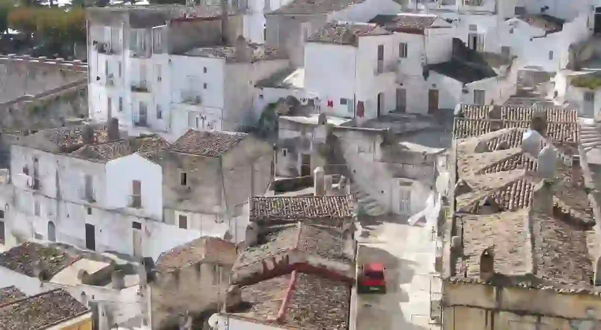 The town of Candela is an hours drive from the Gargano (pictured) - the spur of Italys boot