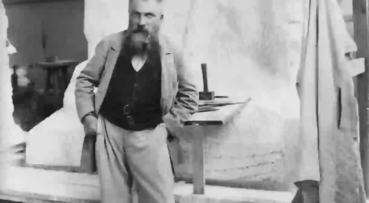 August Rodin photographed in his studio by Paul François Arnold Cardon a.k.a. Dornac (1858–1941)