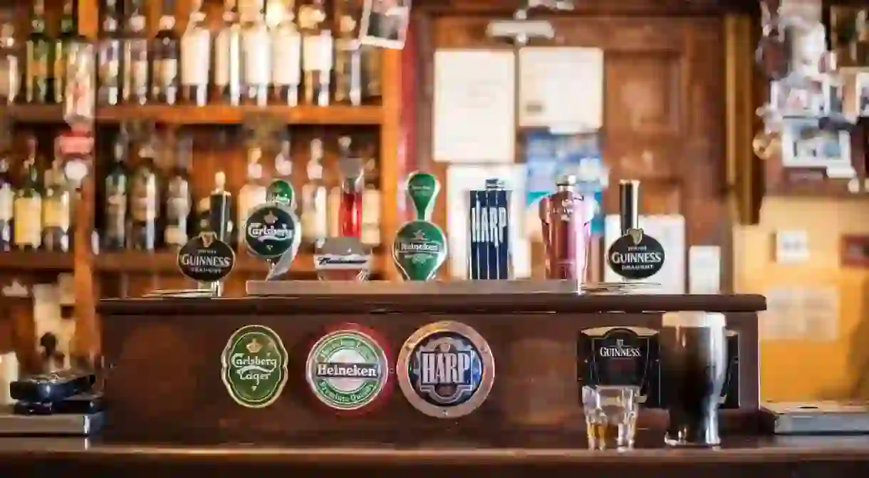 Beer selection at a bar