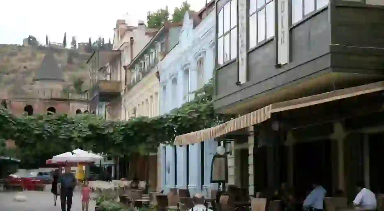 Street full of restaurants in Tbilisi