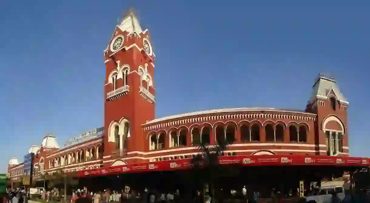 A panoramic view of the Central Station in Chennai, often called the gateway to the city