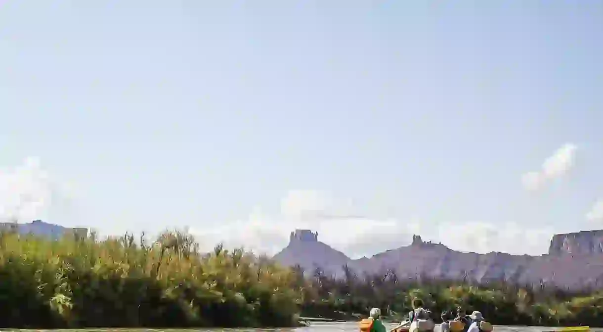 Rafting down the Colorado River in Moab, Utah