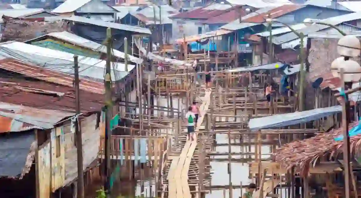 View of the Belen neighborhood in Iquitos, Peru