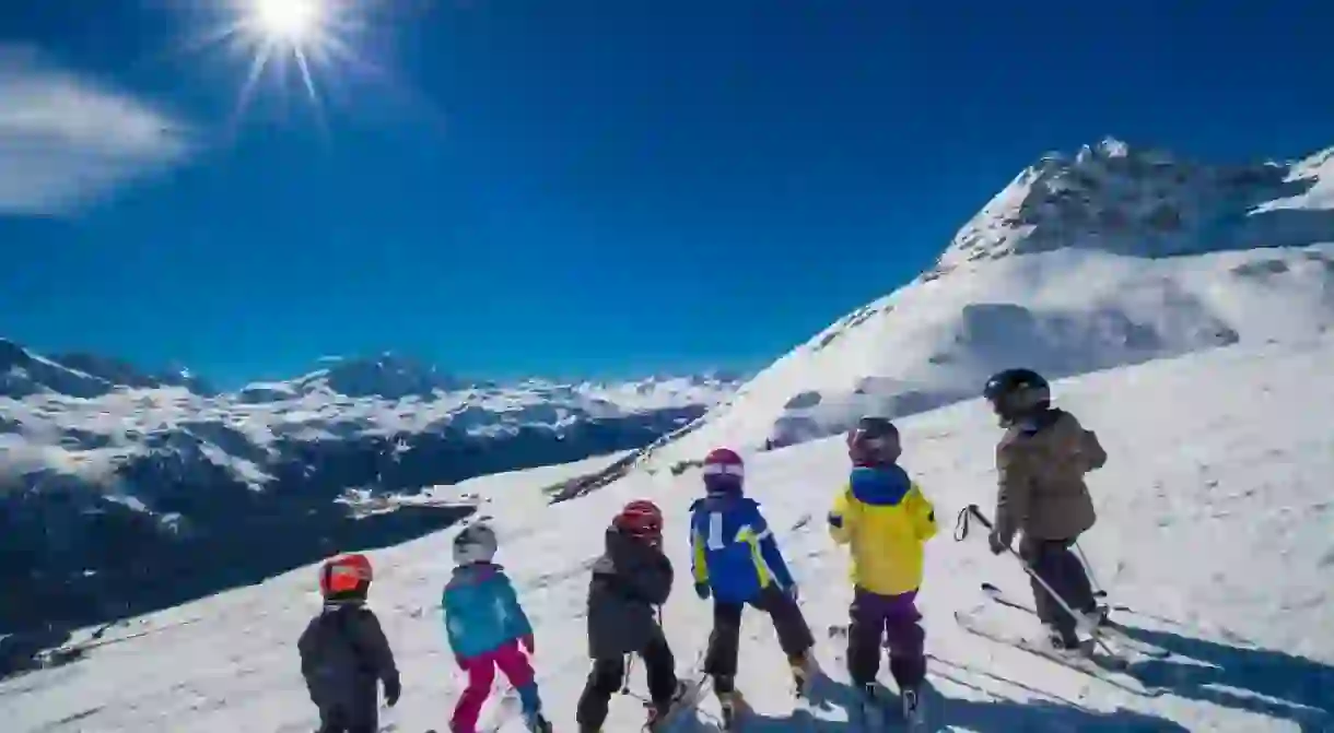 Little Skiers on the Swiss Alps