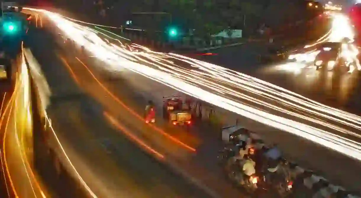 Traffic during the night in Chennai