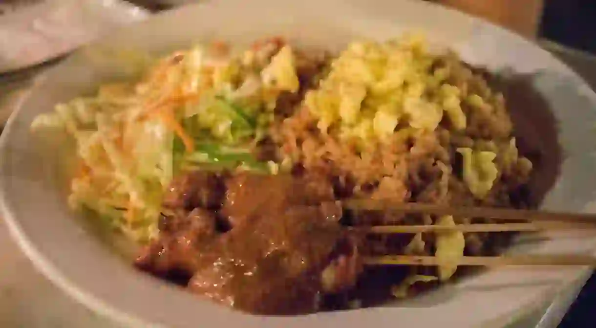 Nasi goreng with satay