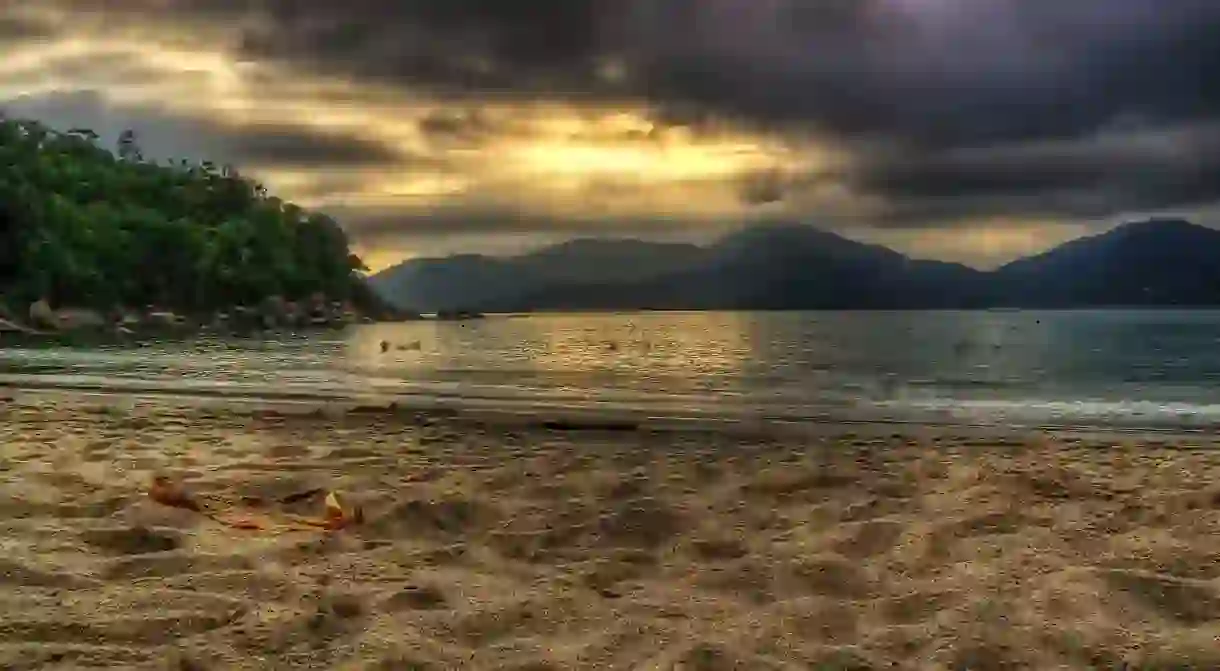 Sun poking through the clouds in Ubatuba