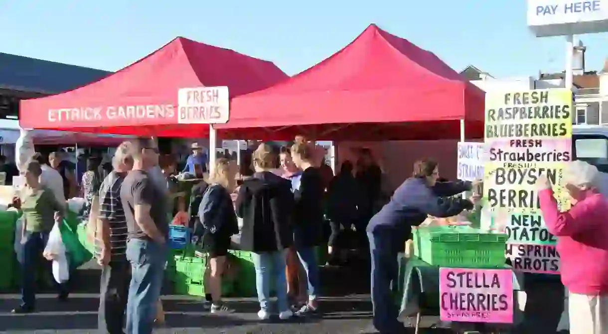 Fruit stalls at the Otago Farmers Market