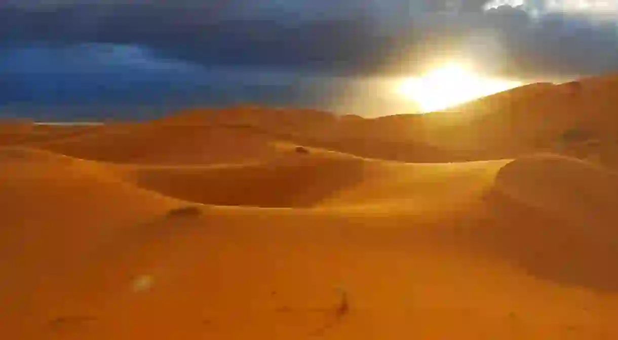 Sublime sunset over the Sahara Desert, Morocco