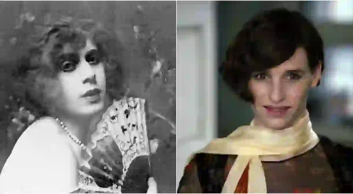 Lili Elbe and Eddie Redmayne as Lili Elbe in The Danish Girl