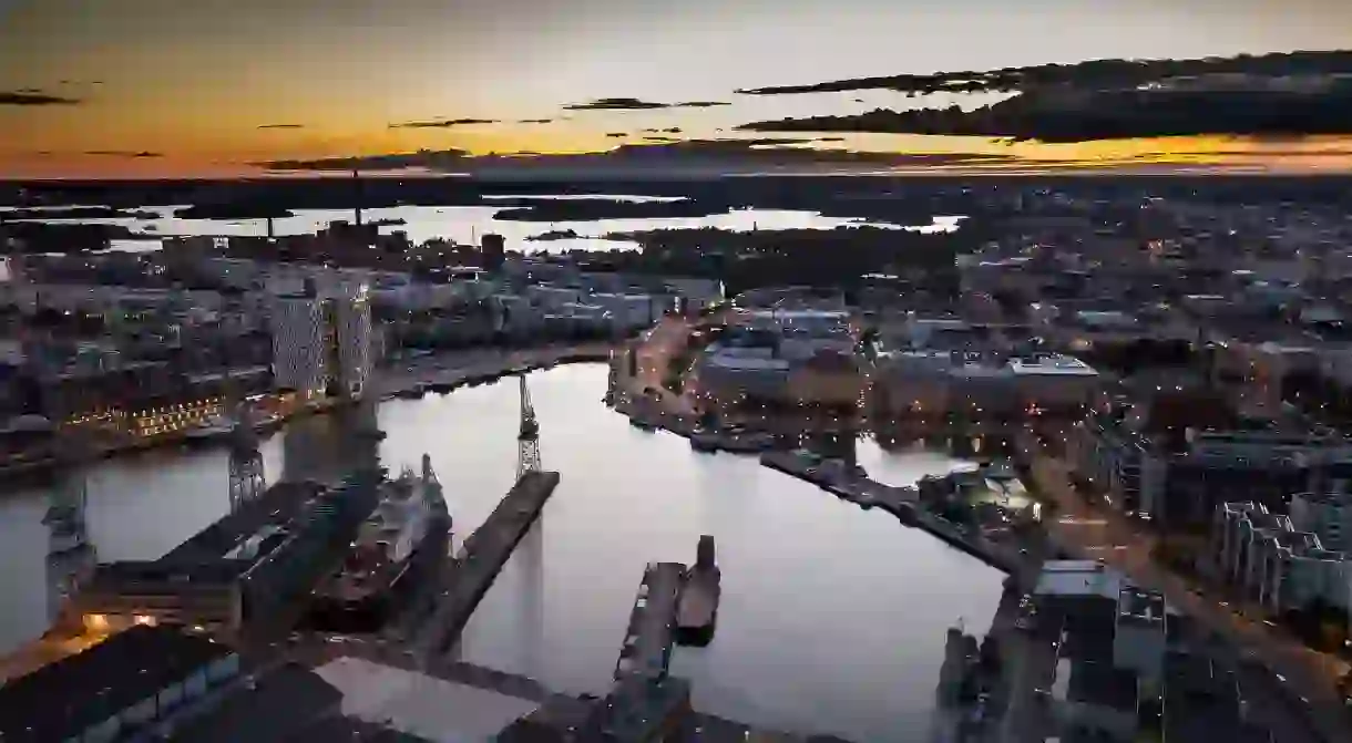 View of Helsinki at sunset