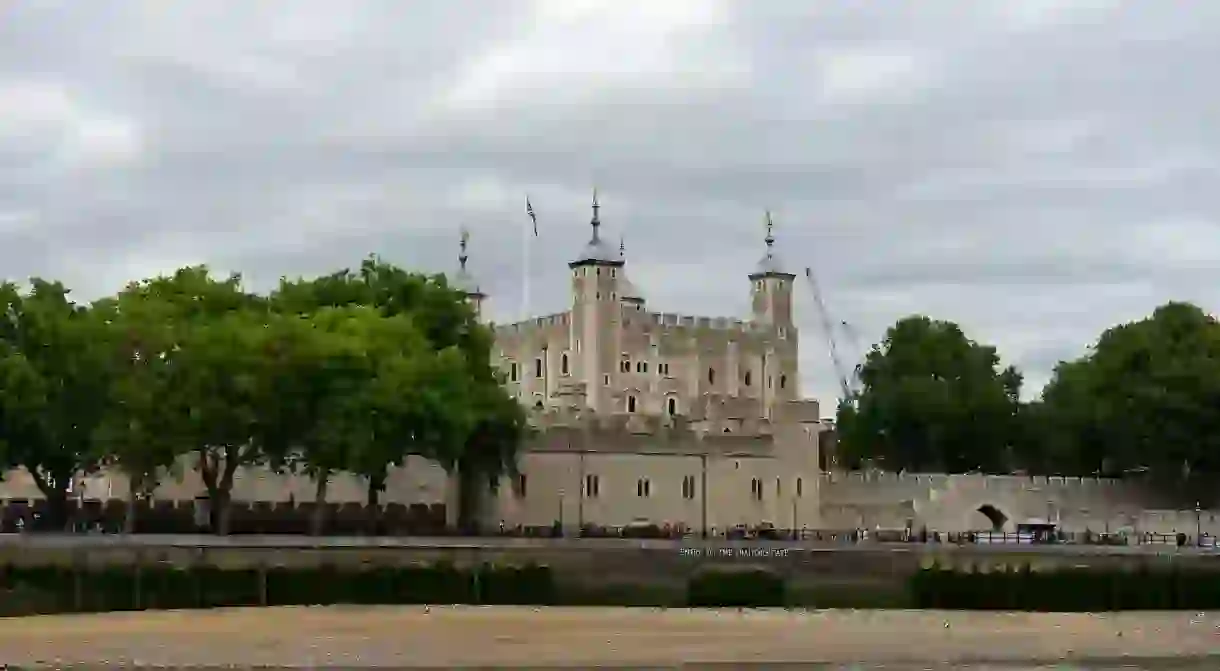 The magnificent Tower of London, a view from the River Thames