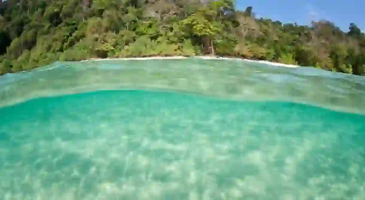 Warm, clear waters bathe the shores of the Mergui Archipelago in Myanmar