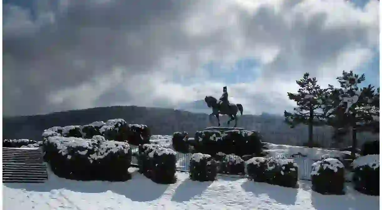 The monument at Laffrey along the Route Napoleon