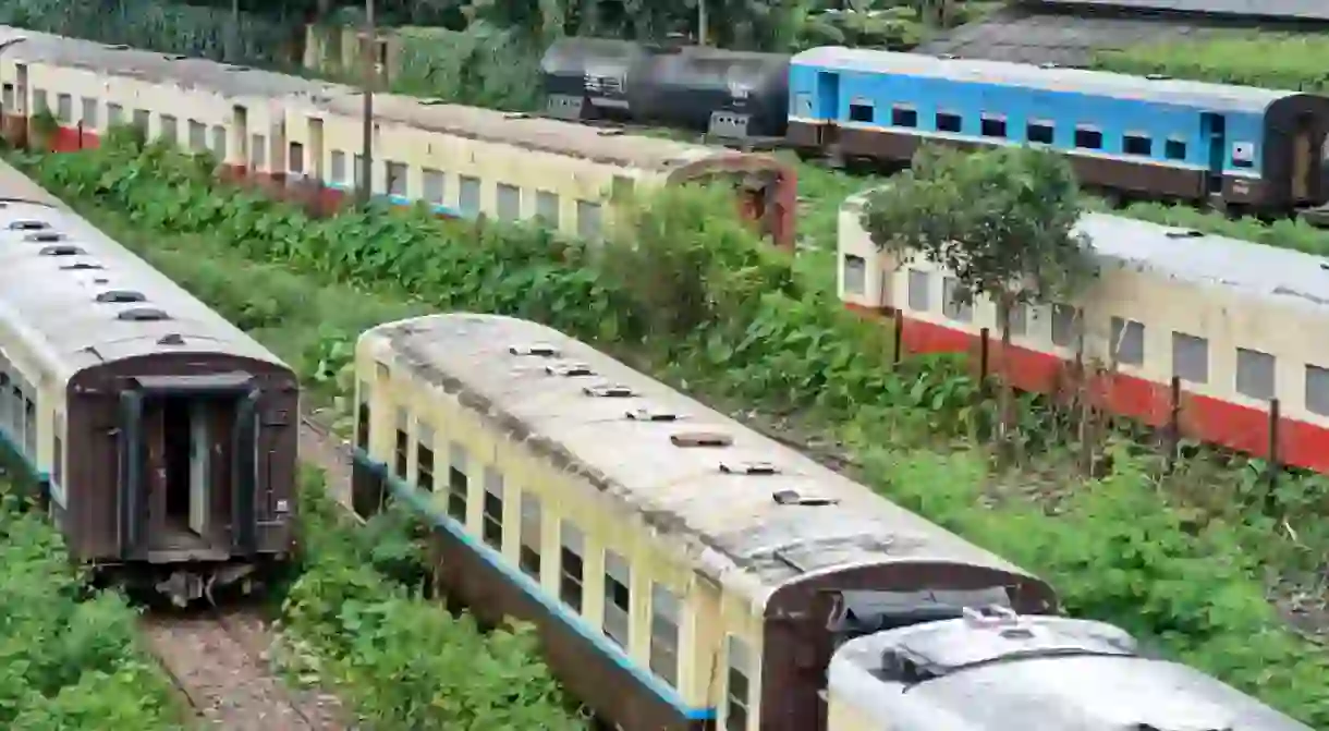 A railyard near Yangons Central Railway Station, Myanmar