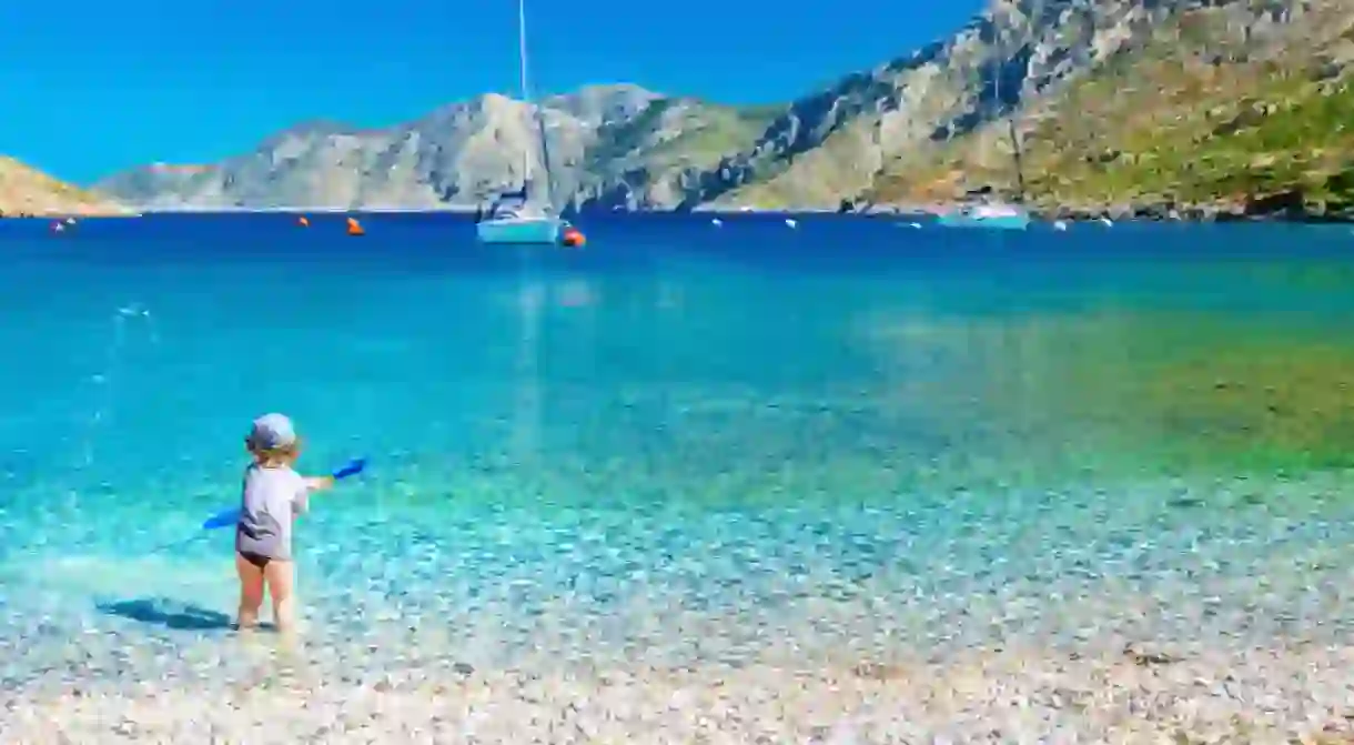 Child playing on the Greek Islands