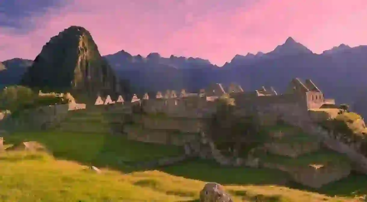 A sunset over Machu Picchu