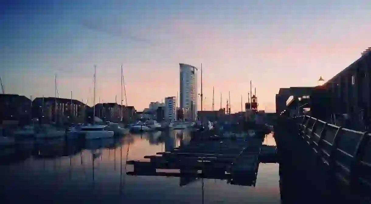 Sunset at Swansea Marina