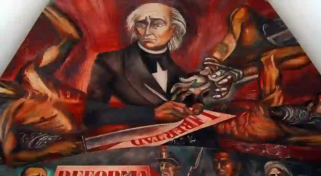 Image of the independence leader Miguel Hidalgo in the Palacio de Gobierno, Guadalajara