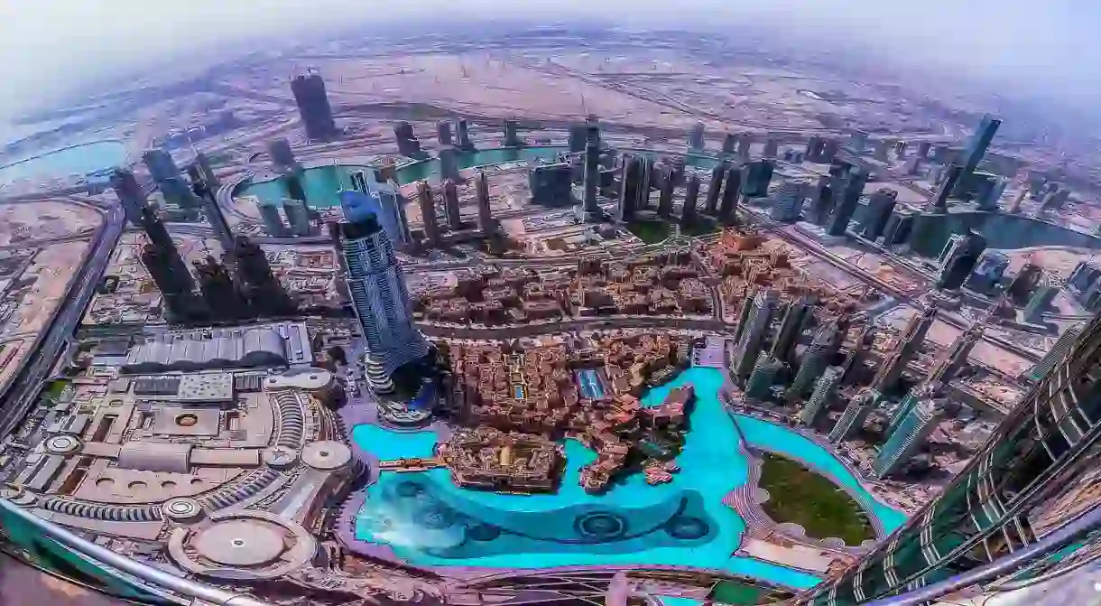 Looking down on Dubai from the Burj Khalifa