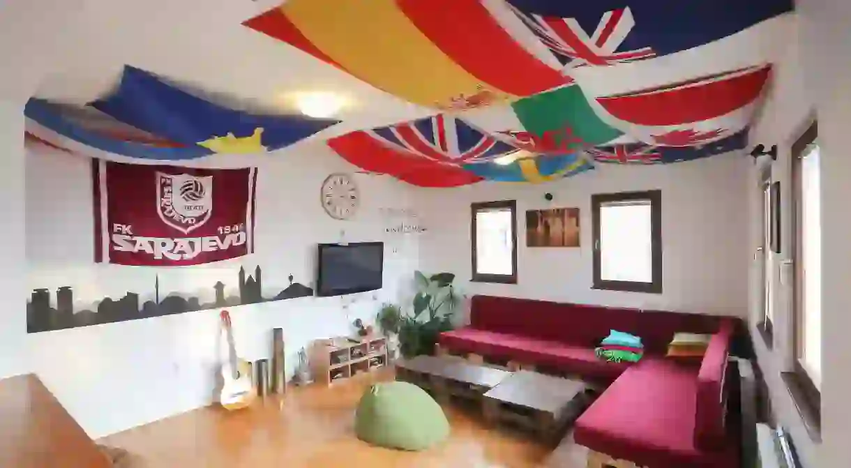 The common area at Hostel Balkan Han is a great place to meet fellow travellers