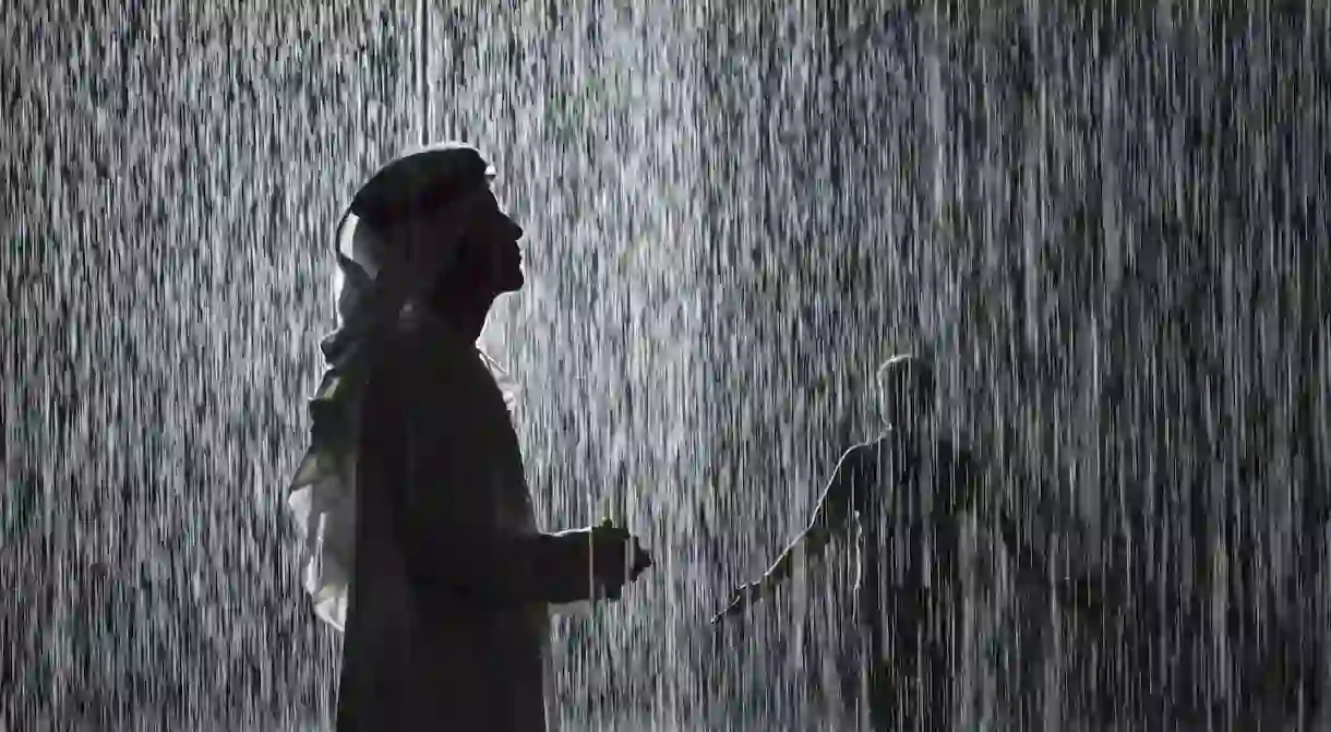 Random International, Rain Room, 2012 now exhibited at Sharjah Art Foundation, 2018