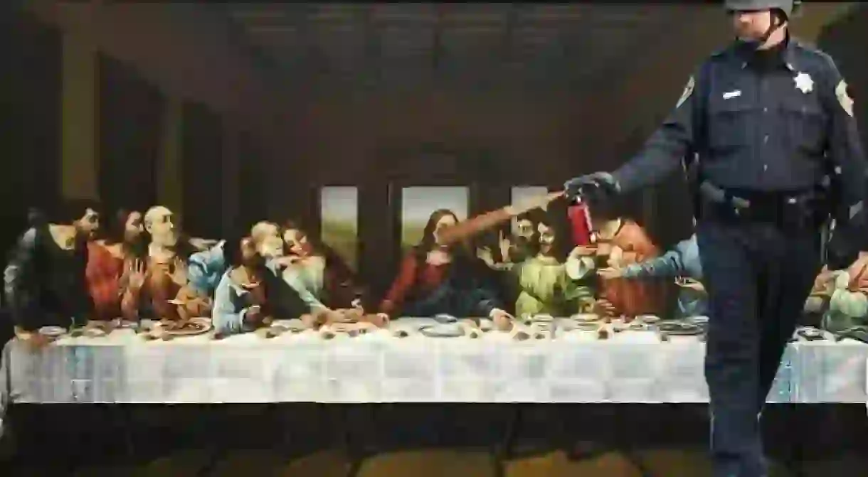 Joe Wolfs The Last Supper, Pepper-Sprayed