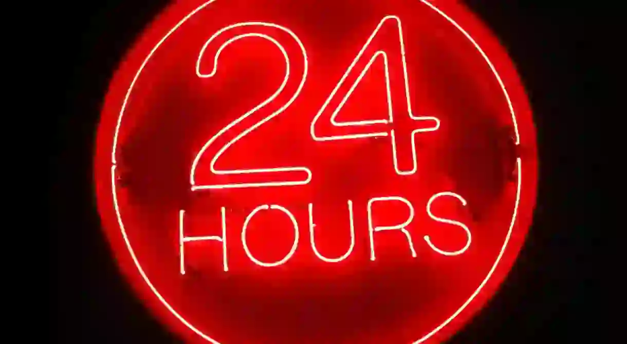 24 hours neon sign