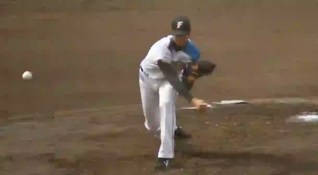 Ohtani pitching for the Nippon Ham Fighters