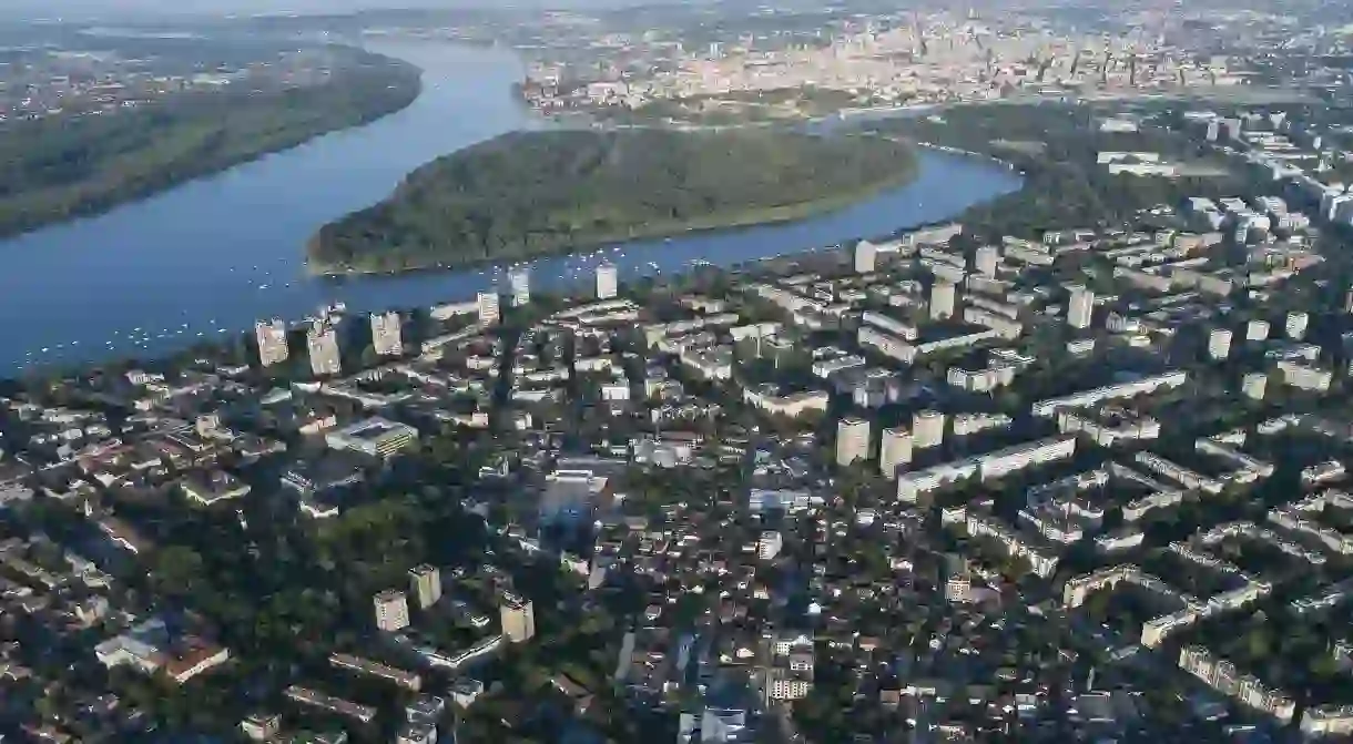 An aerial shot of the Serbian capital