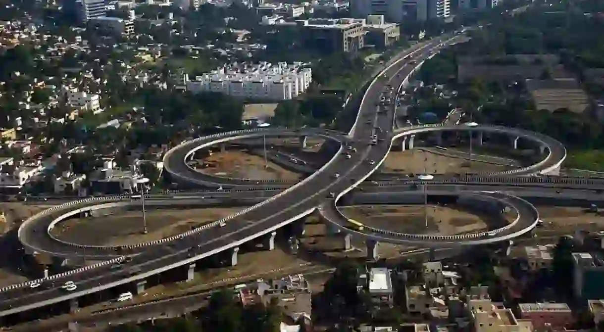 The Kathipara flyover near Chennai Airport is one of Asias largest clover-leaf flyovers