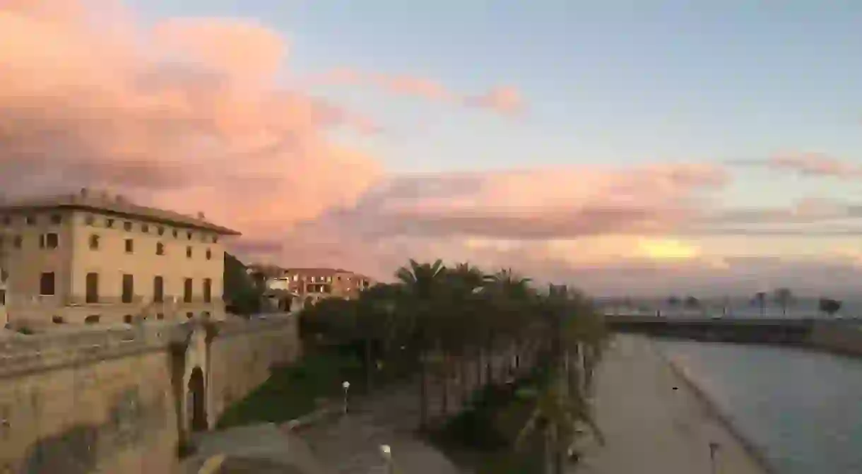 Palma old city walls at dusk