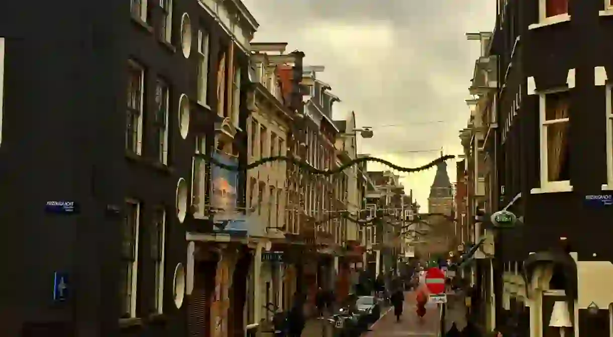 The Rijksmuseum visible through Nieuwe Spiegelstraat