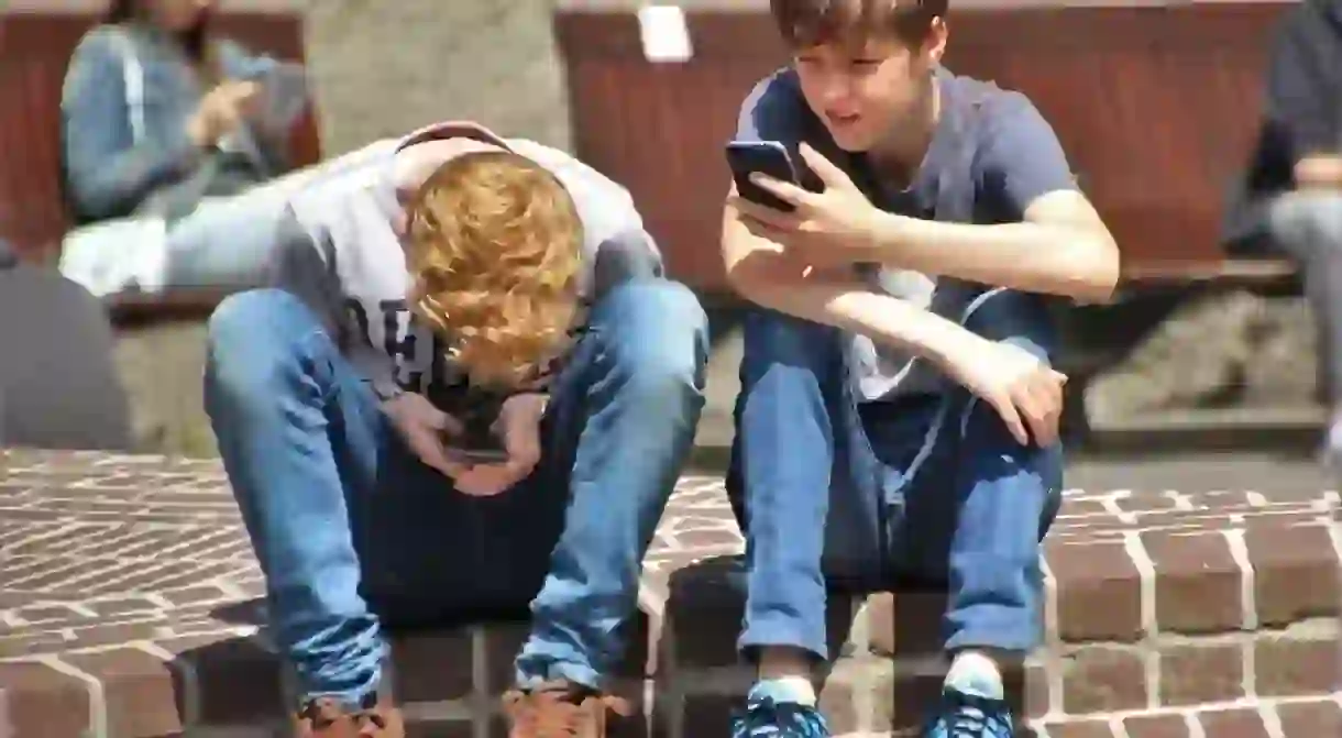 Boys on phone