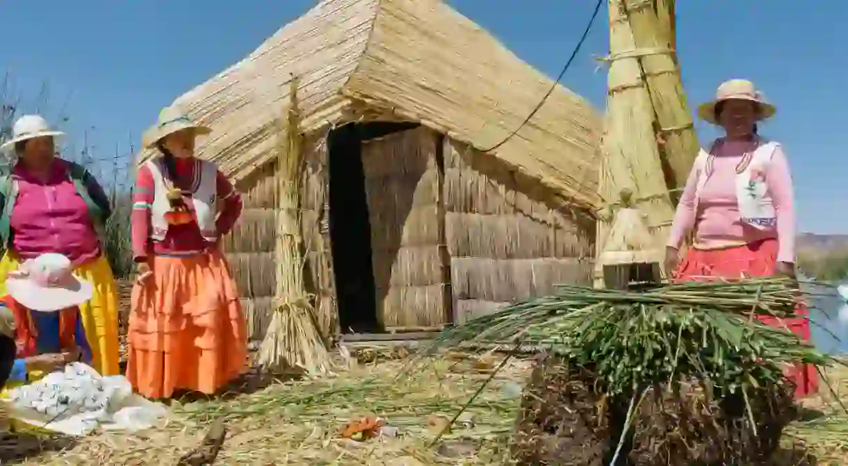 Uros Women working with reeds