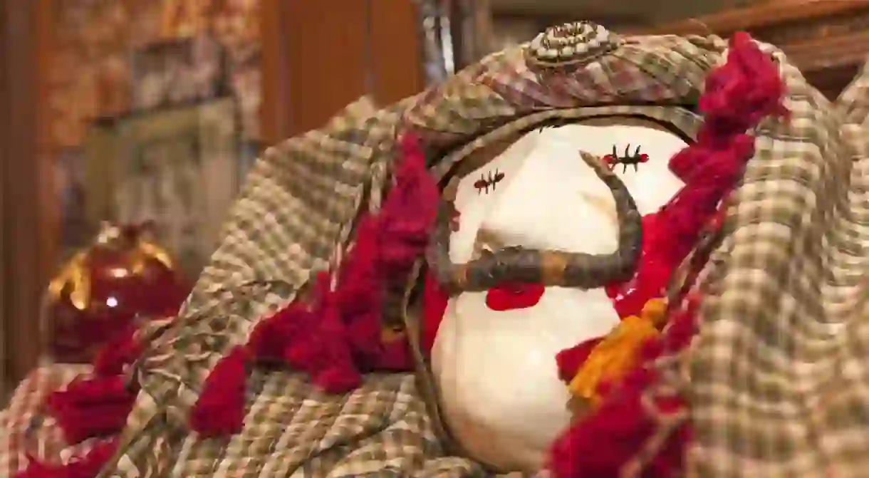 Mask of the custom of Genitsari and Boules. A dance event taking place every year at the town of Naoussa, in northern Greece, during the carnival period