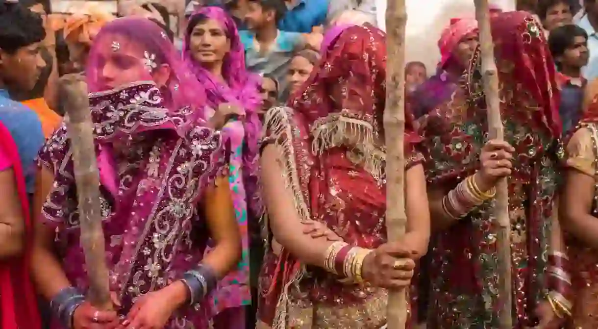 Lath Mar Holi is a Hindu festival celebrated in Mathura, India