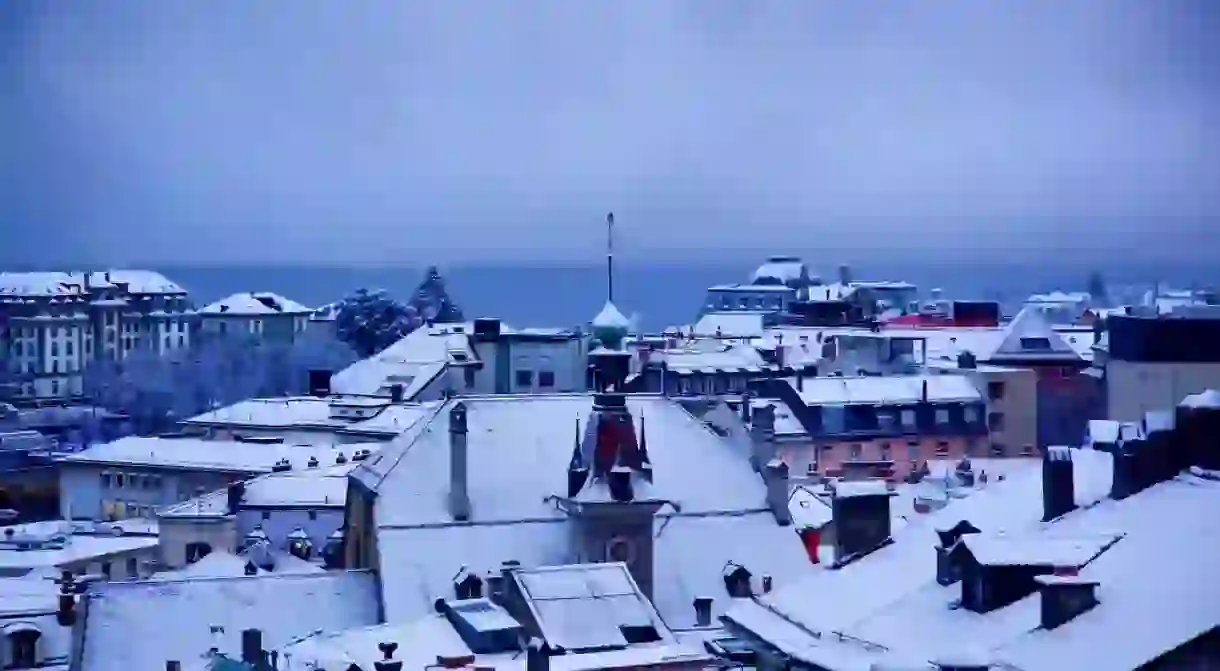 Winter evening in Lausanne, Switzerland