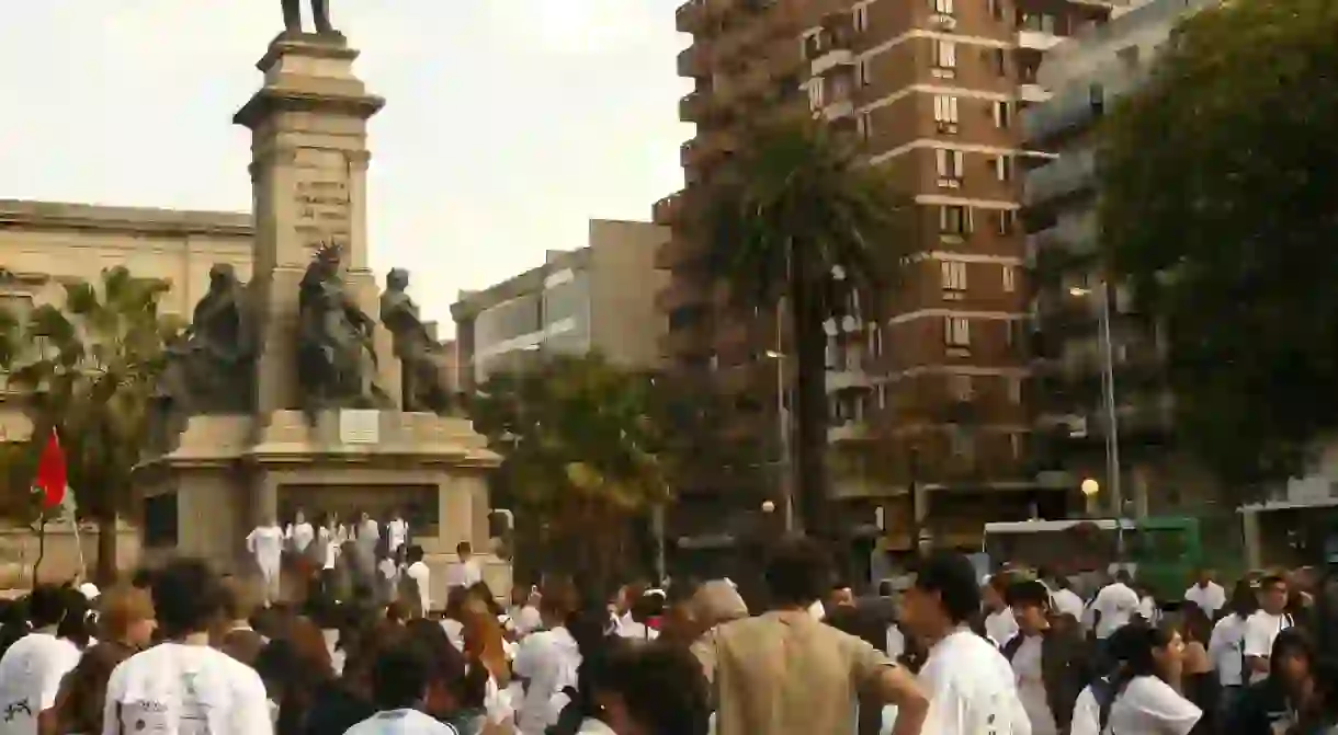 People in a plaza in Cordoba