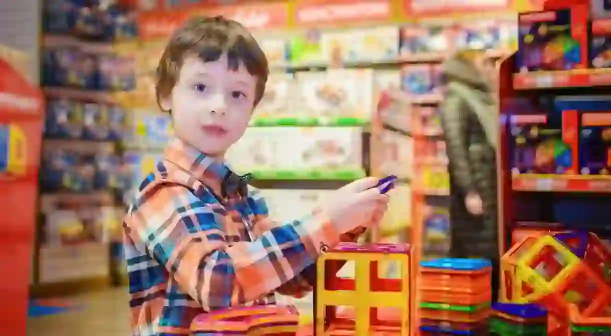 A kid in a toy store