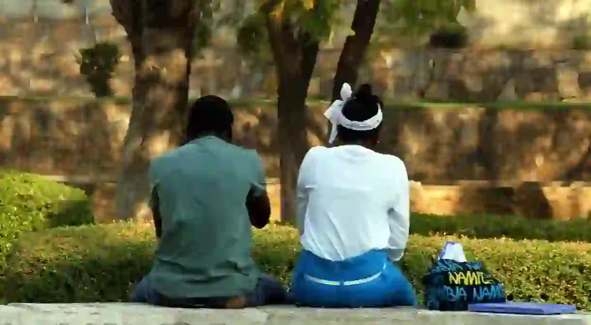 Couple taking a break in Windhoek