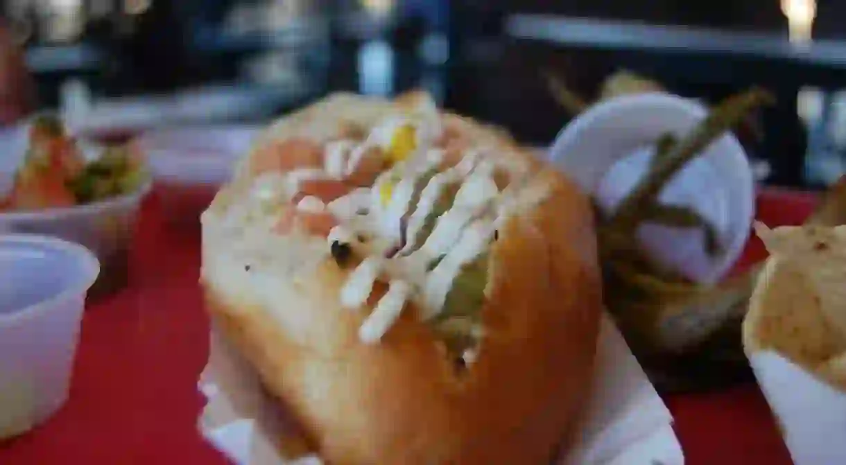 A Sonoran hot dog at El Guero Canelo