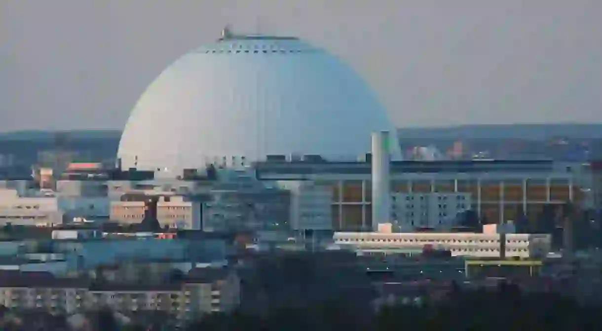 The stunning Globen serves as the sun in the model