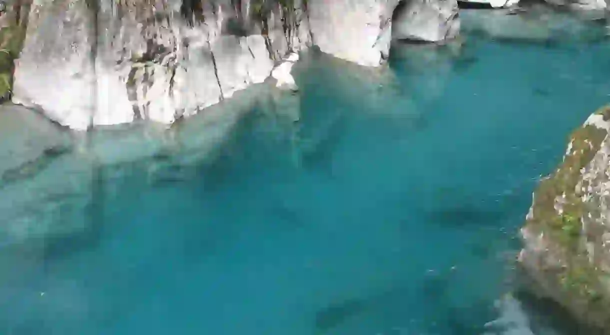 The crystal clear waters of the Blue Pools