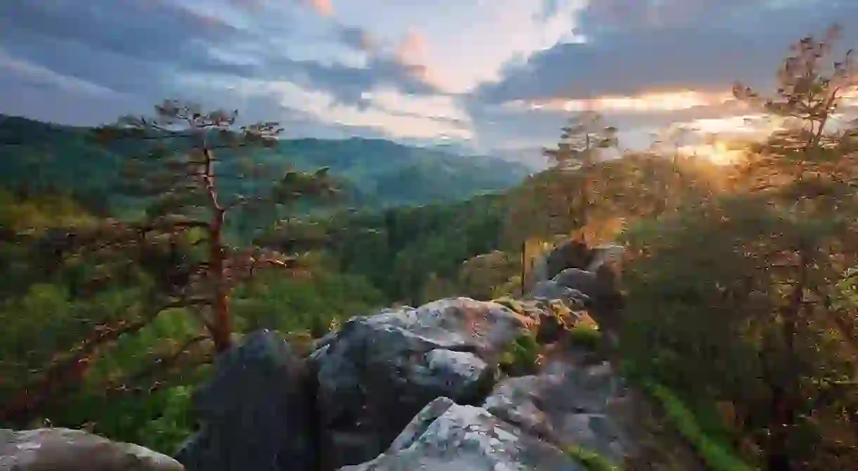 Sunset from top of Hawks Eye Rock