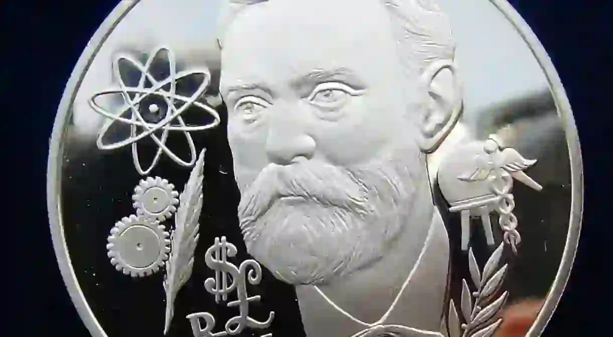 Silver medal honoring the presentation of the Nobel Prizes