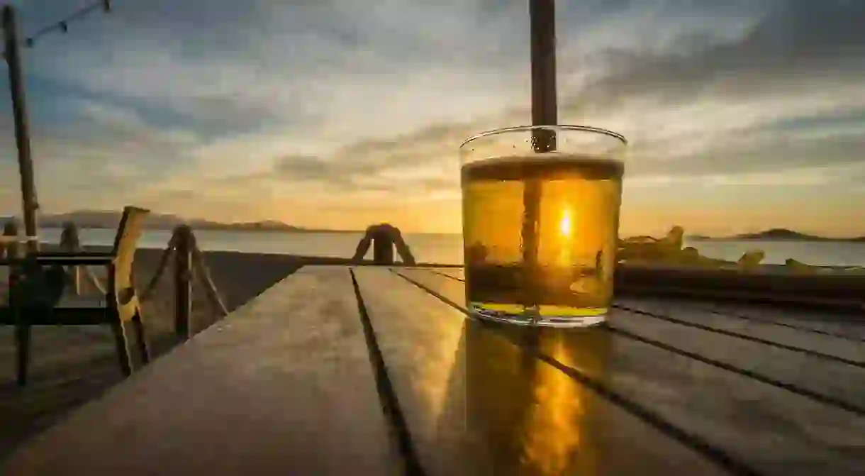 A cool drink at sunset