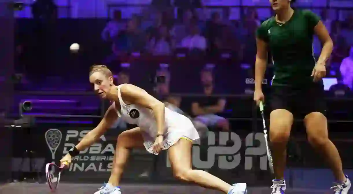 Camille Serme (left) is the No. 3 womens squash player in the world