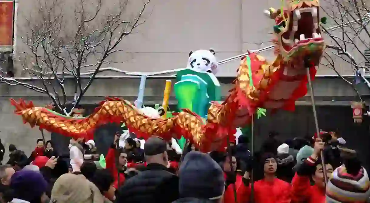 Dragon Dance during the Chinese New Year Parade in Montreal